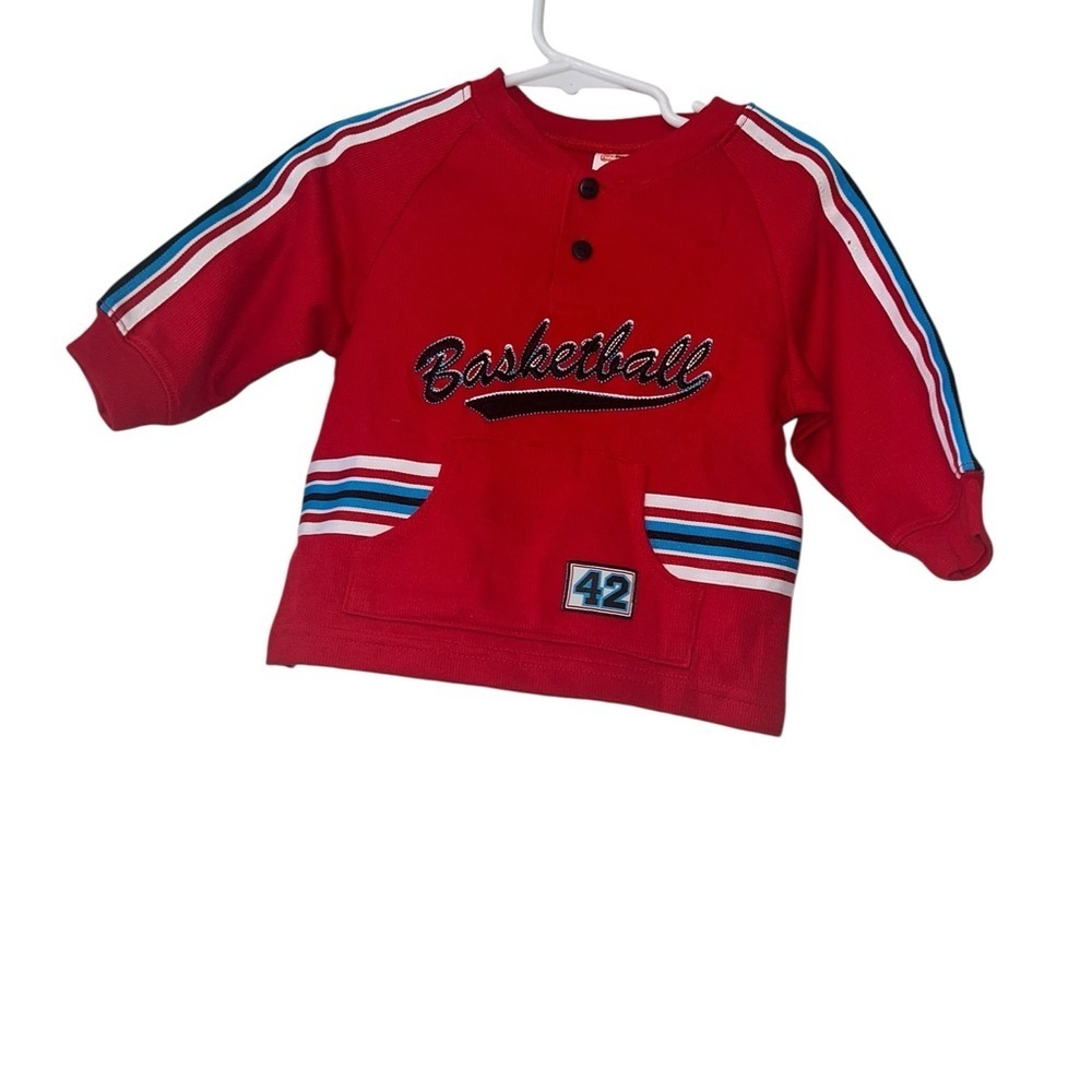 Vintage Fisher-Price Red and Blue Long Sleeve basketball Tee Sz 12m